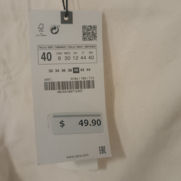 Zara Cream Straight-Leg Jeans - Picture 4 of 4